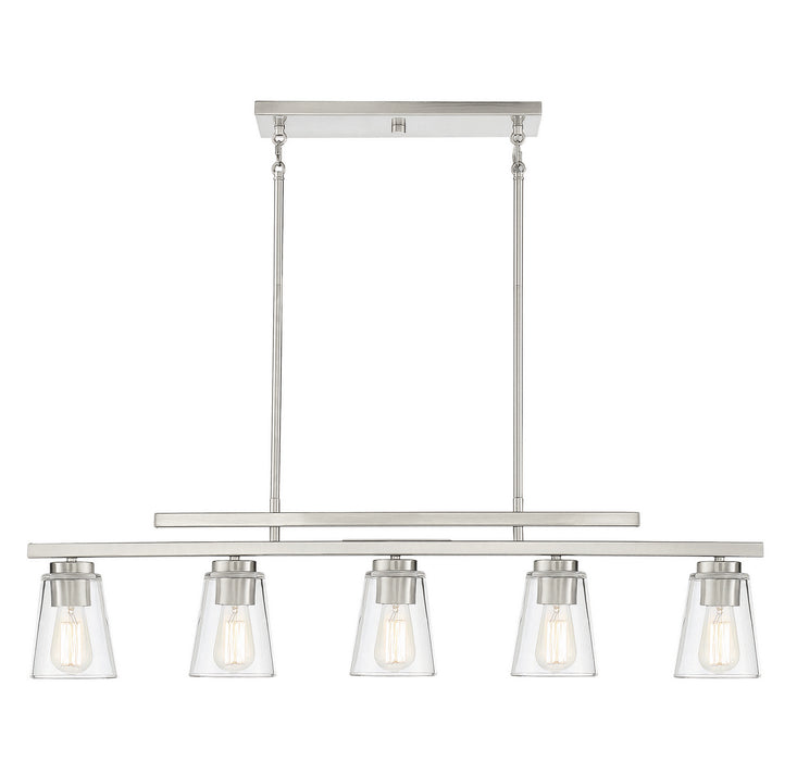 Savoy House 1-1023-5-SN Five Light Linear Chandelier, Satin Nickel