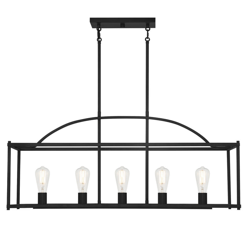 Savoy House 1-190-5-89 Five Light Linear Chandelier, Matte Black