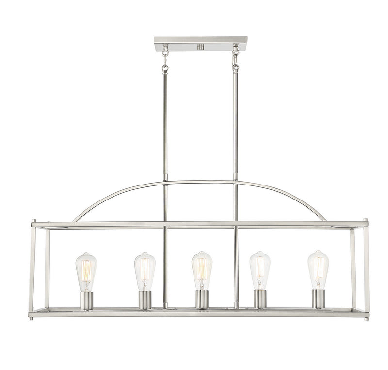 Savoy House 1-190-5-SN Five Light Linear Chandelier, Satin Nickel