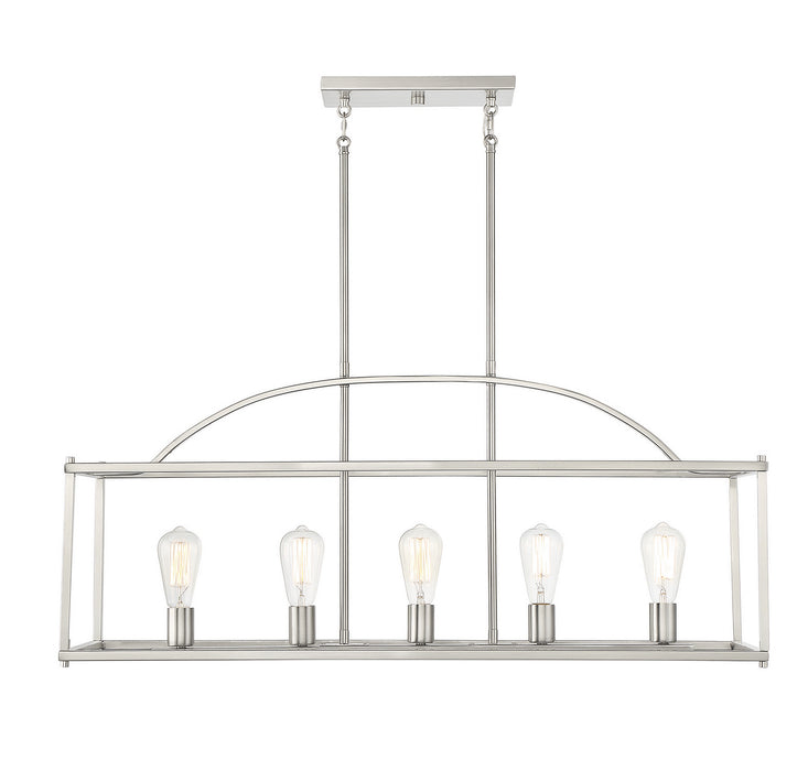 Savoy House 1-190-5-SN Five Light Linear Chandelier, Satin Nickel