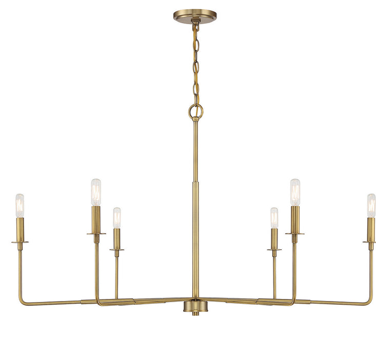 Savoy House 1-2221-6-322 Six Light Chandelier, Warm Brass
