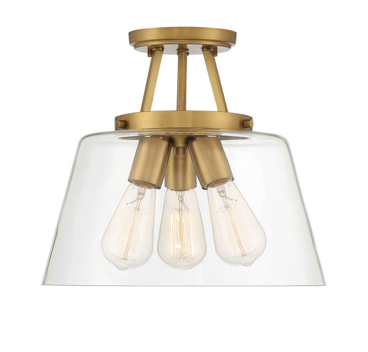 Savoy House 6-1024-3-322 Three Light Semi-Flush Mount, Warm Brass