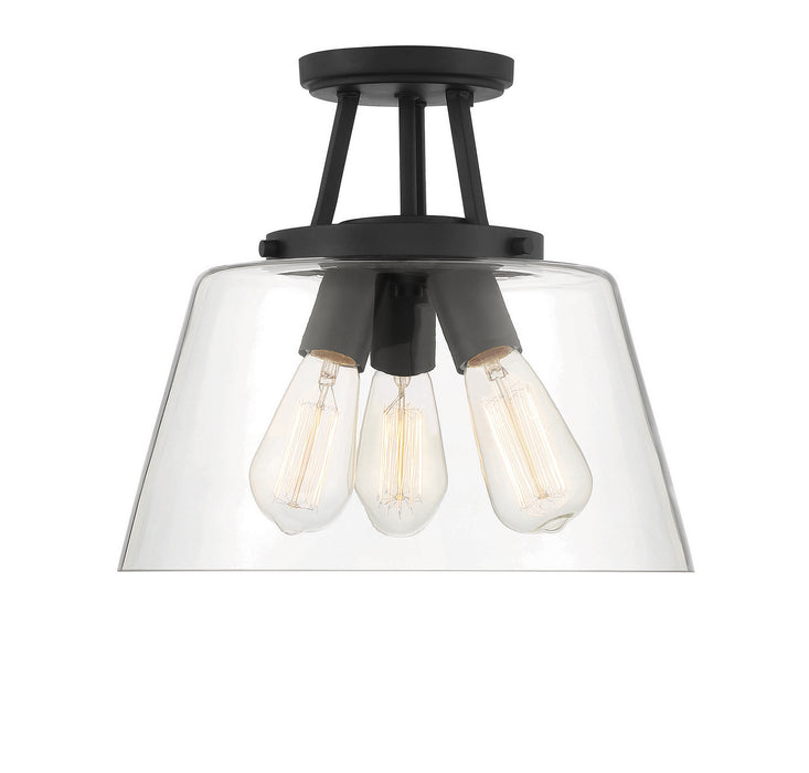 Savoy House 6-1024-3-89 Three Light Semi-Flush Mount, Matte Black