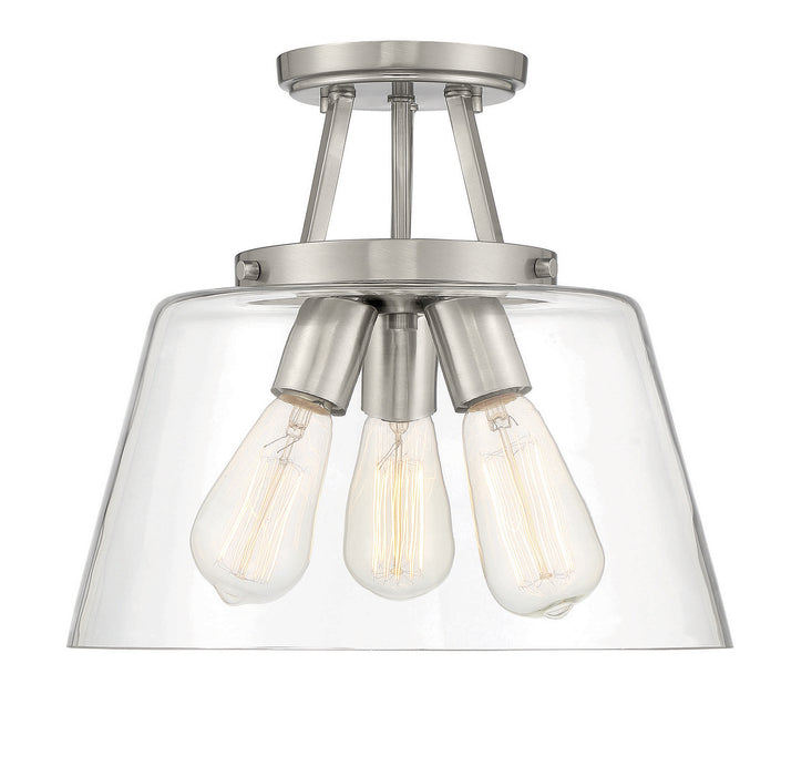Savoy House 6-1024-3-SN Three Light Semi-Flush Mount, Satin Nickel
