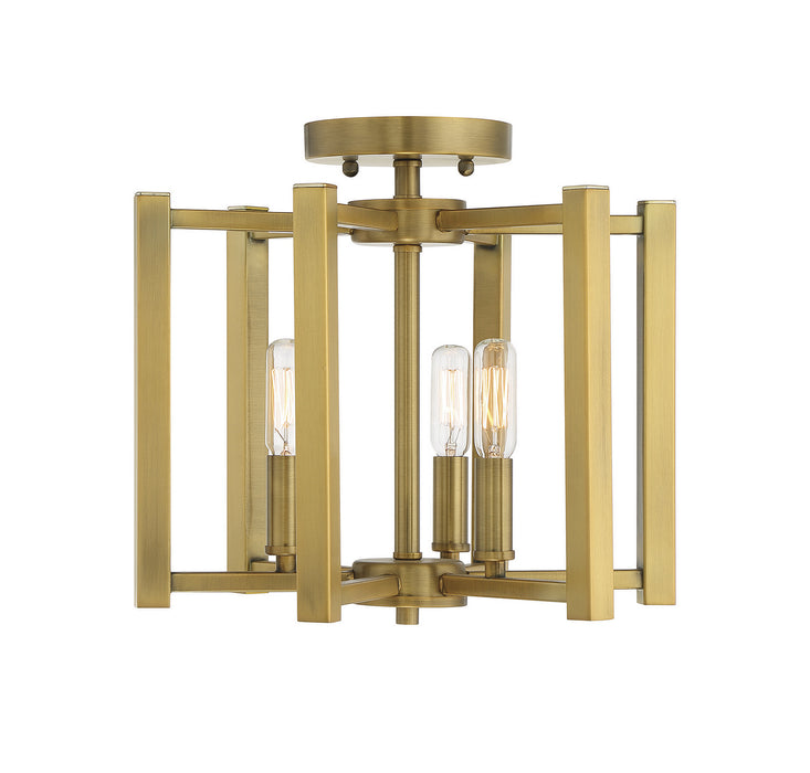 Savoy House 6-7702-3-322 Three Light Semi-Flush Mount, Warm Brass