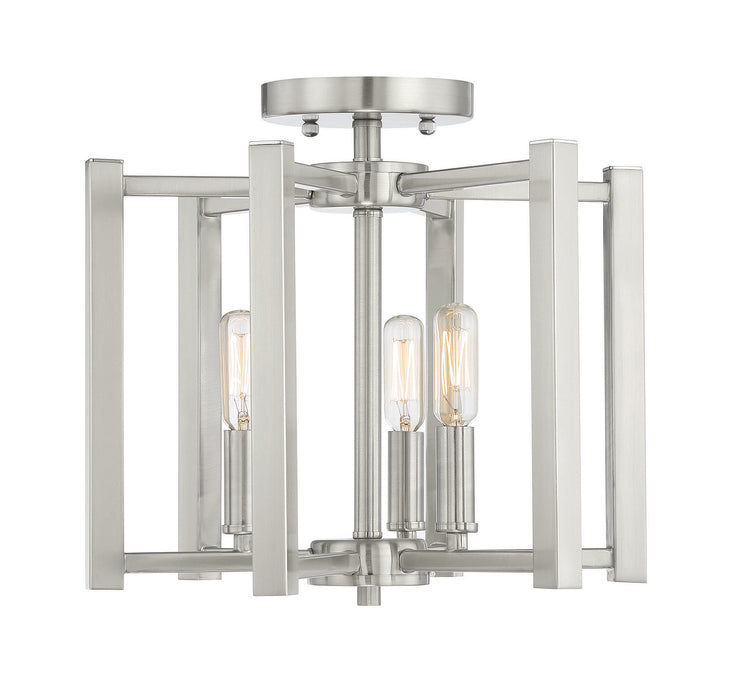 Savoy House 6-7702-3-SN Three Light Semi-Flush Mount, Satin Nickel