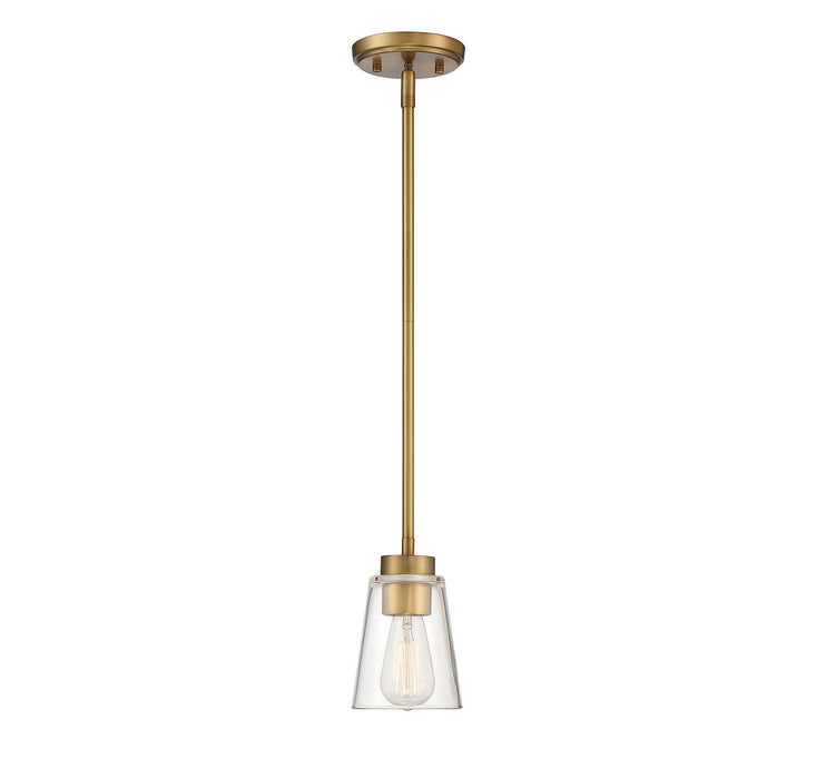 Savoy House 7-1026-1-322 One Light Mini-Pendant, Warm Brass