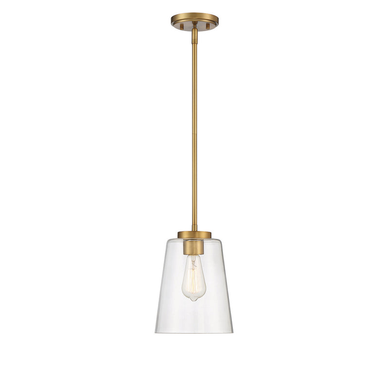 Savoy House 7-1027-1-322 One Light Mini-Pendant, Warm Brass