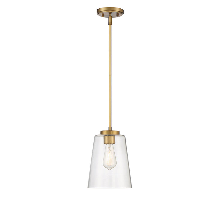 Savoy House 7-1027-1-322 One Light Mini-Pendant, Warm Brass