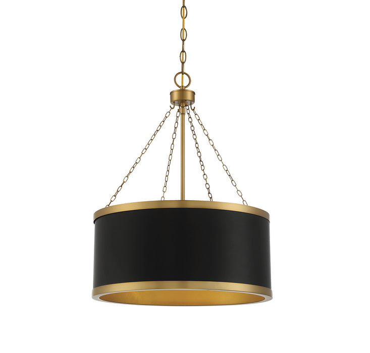 Savoy House 7-188-6-143 Six Light Pendant, Black with Warm Brass
