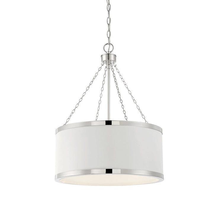 Savoy House 7-188-6-172 Six Light Pendant, White with Polished Nickel Acccents