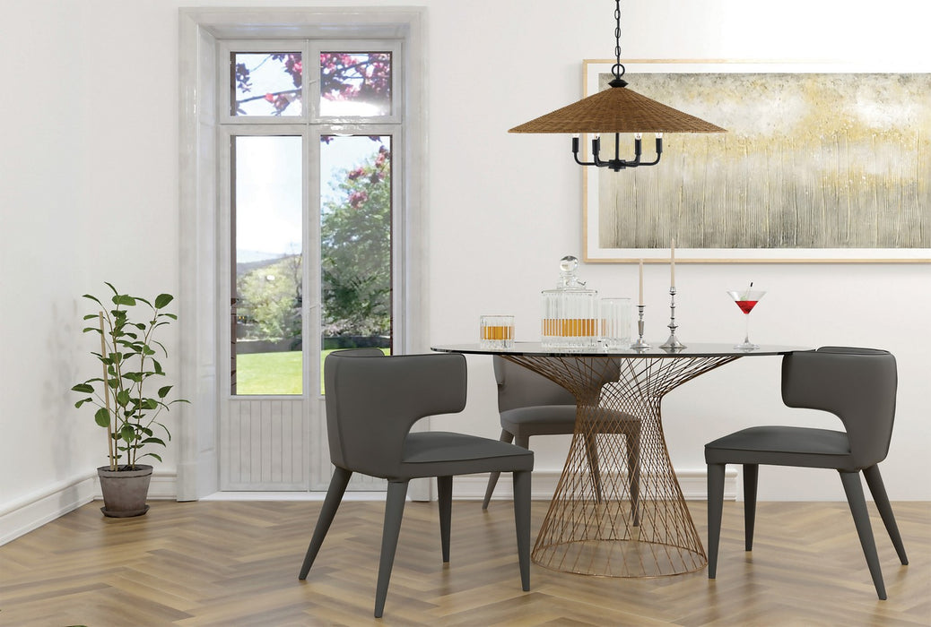 Savoy House 7-7772-6-180 Six Light Pendant, Matte Black with Dark Rattan