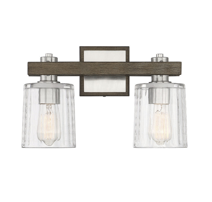Savoy House 8-1255-2-165 Two Light Bath Bar, Satin Nickel with Gray Wood