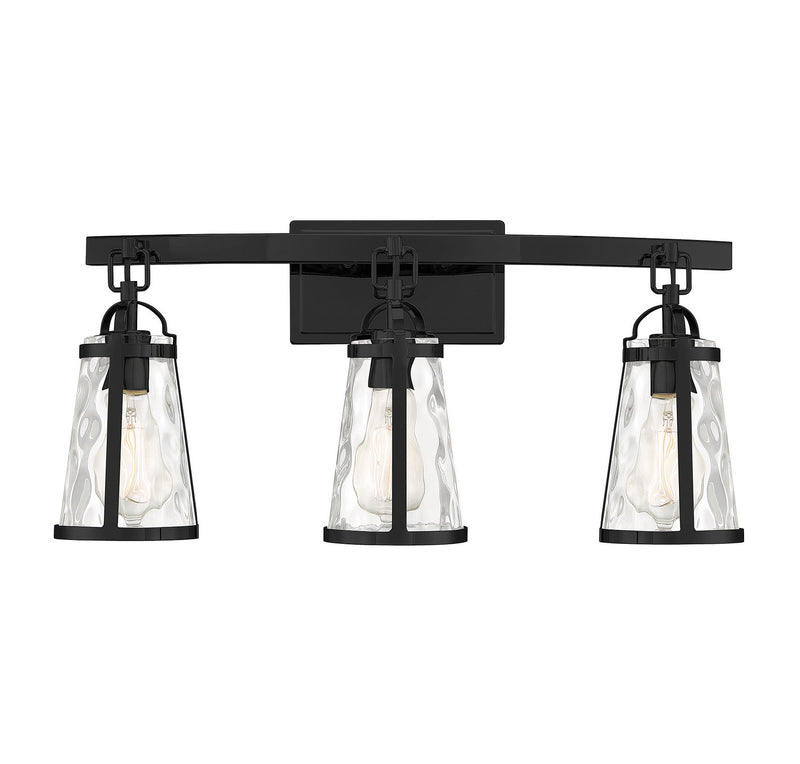 Savoy House 8-560-3-BK Three Light Bath Bar, Black
