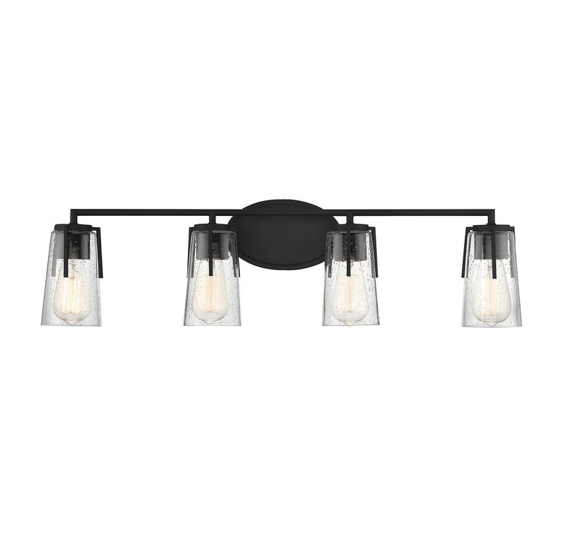 Savoy House 8-7045-4-BK Four Light Bath Bar, Black