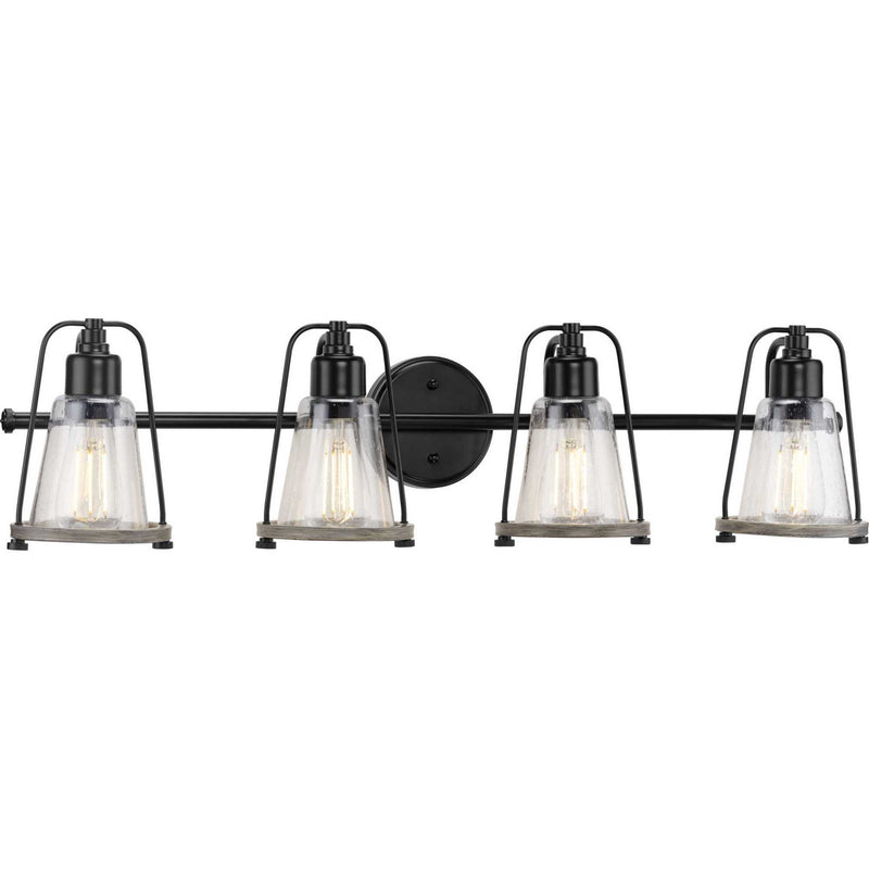 Progress Lighting P300298-031 Four Light Bath Bracket, Matte Black