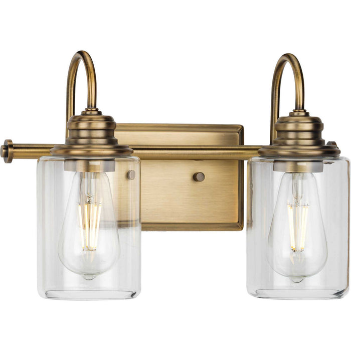 Progress Lighting P300321-163 Two Light Bath Bracket, Vintage Brass