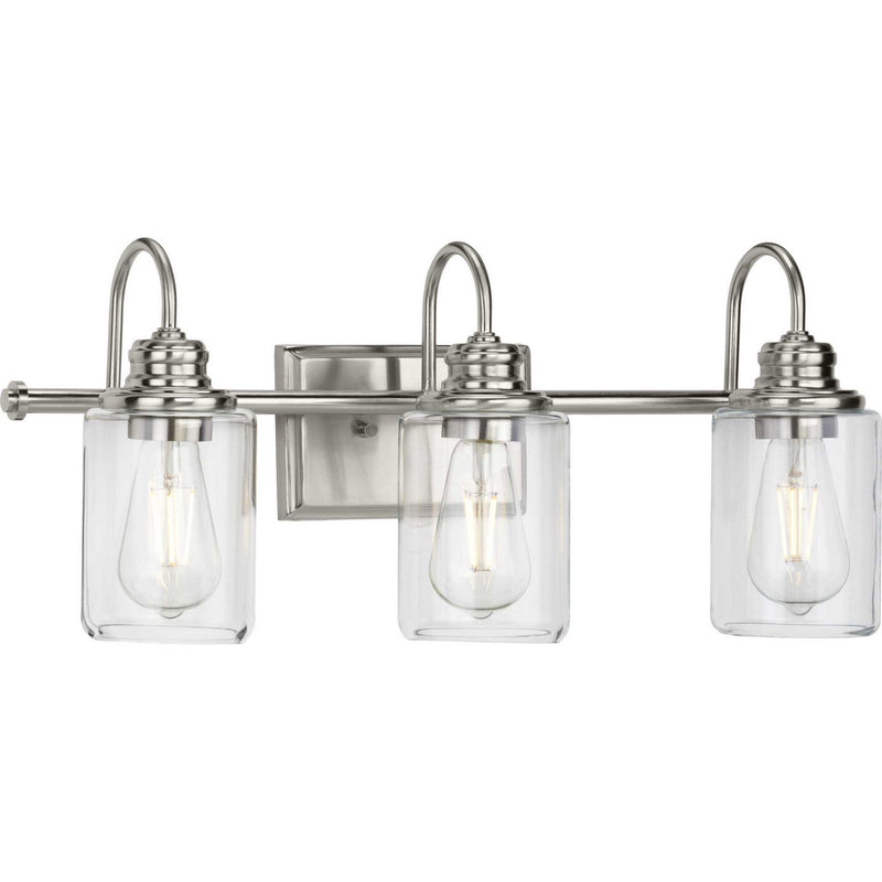 Progress Lighting P300322-009 Three Light Bath Bracket, Brushed Nickel
