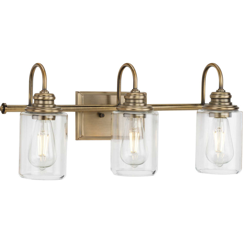 Progress Lighting P300322-163 Three Light Bath Bracket, Vintage Brass