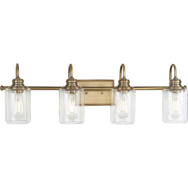 Progress Lighting P300323-163 Four Light Bath Bracket, Vintage Brass