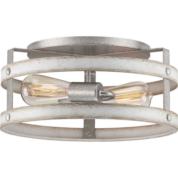 Progress Lighting P350169-141 Two Light Flush Mount, Galvanized Finish