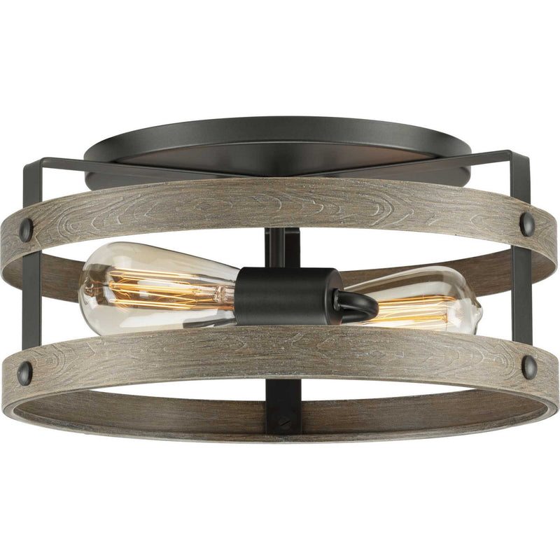 Progress Lighting P350169-143 Two Light Flush Mount, Graphite