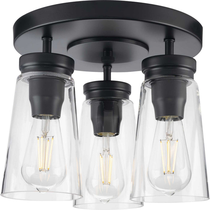 Progress Lighting P350181-031 Three Light Flush Mount, Matte Black