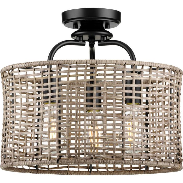 Progress Lighting P350183-031 Three Light Semi-Flush Conv, Matte Black