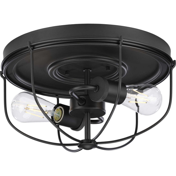 Progress Lighting P350195-143 Two Light Flush Mount, Graphite