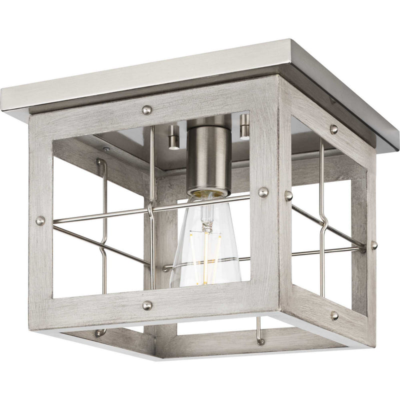 Progress Lighting P350197-009 One Light Flush Mount, Brushed Nickel