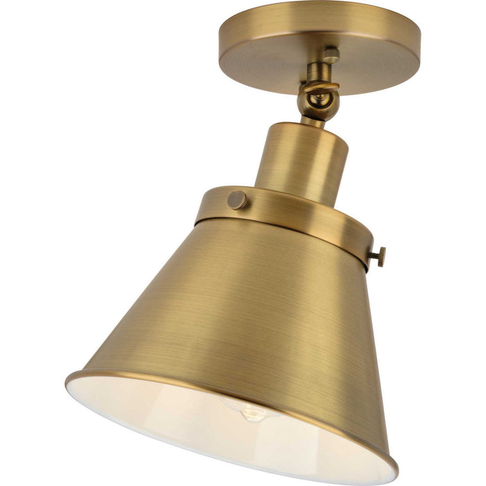 Progress Lighting P350199-163 One Light Flush Mount, Vintage Brass