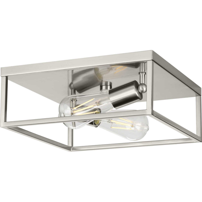 Progress Lighting P350200-009 Two Light Flush Mount, Brushed Nickel
