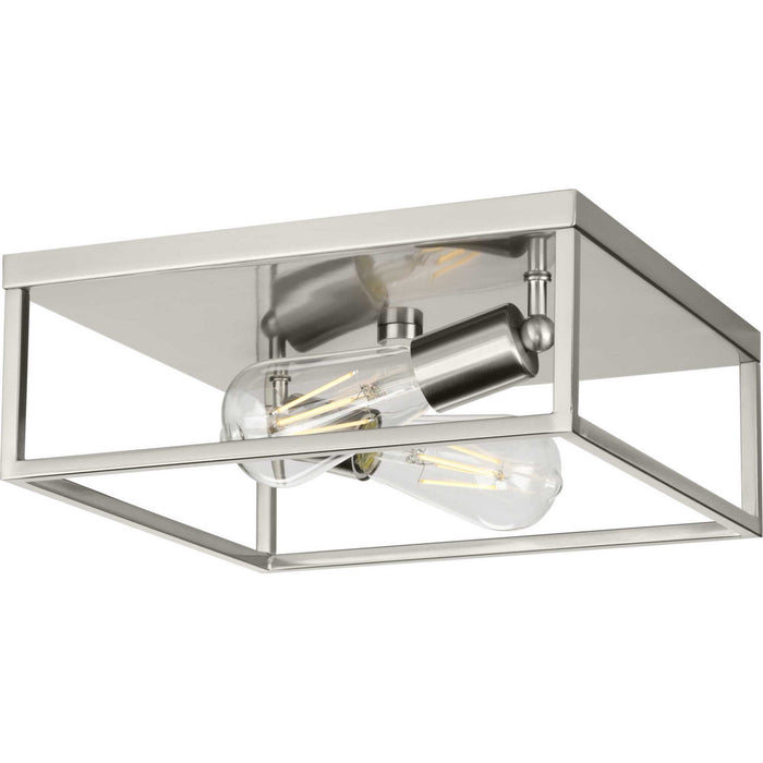 Progress Lighting P350200-009 Two Light Flush Mount, Brushed Nickel
