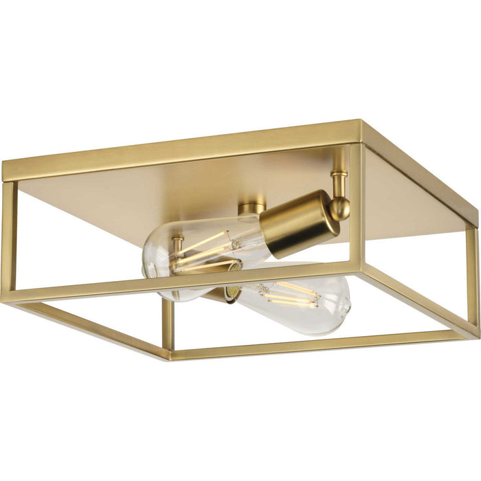 Progress Lighting P350200-012 Two Light Flush Mount, Satin Brass