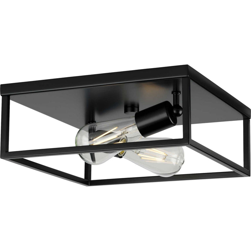 Progress Lighting P350200-031 Two Light Flush Mount, Matte Black