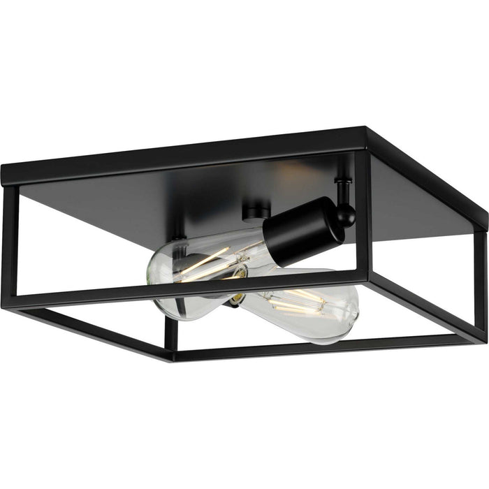 Progress Lighting P350200-031 Two Light Flush Mount, Matte Black