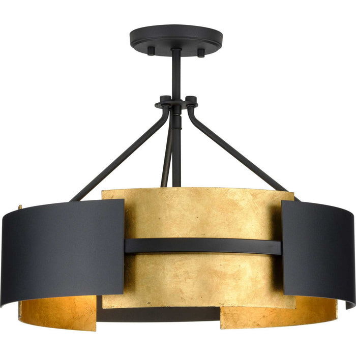 Progress Lighting P350203-031 Three Light Semi-Flush Conv, Textured Black
