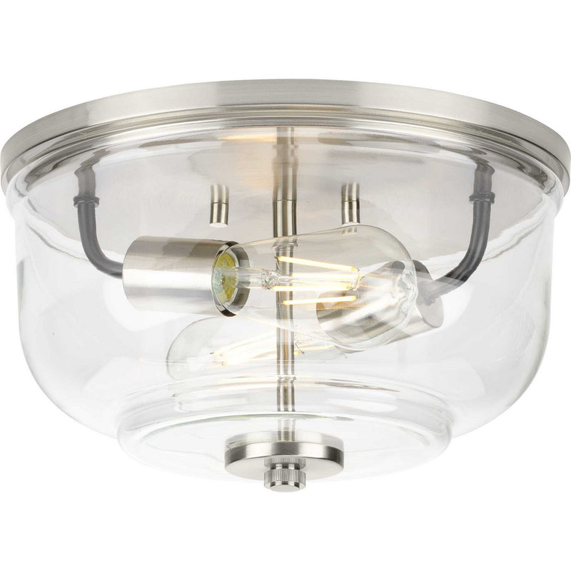 Progress Lighting P350205-009 Two Light Flush Mount, Brushed Nickel