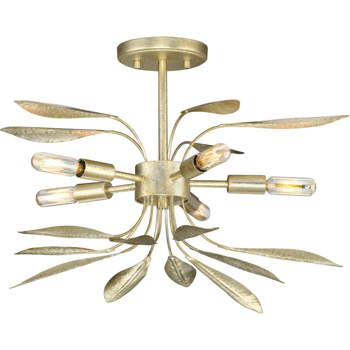 Progress Lighting P350210-176 Five Light Semi-Flush Conv, Gilded Silver
