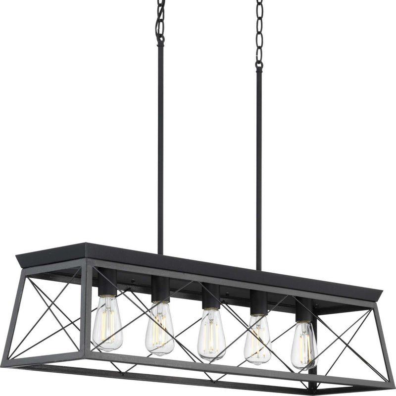 Progress Lighting P400048-031 Five Light Island Chandelier, Textured Black