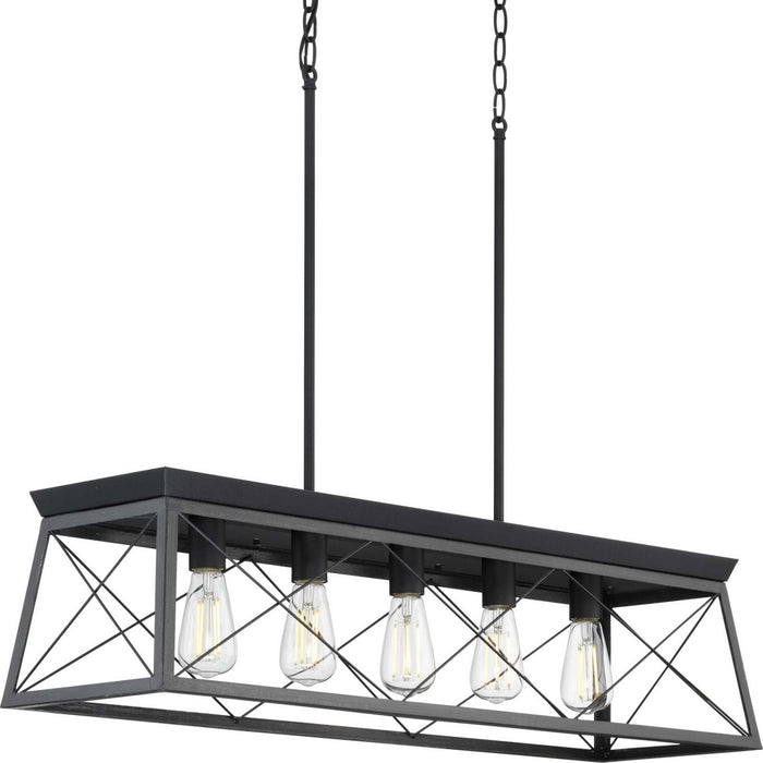 Progress Lighting P400048-031 Five Light Island Chandelier, Textured Black