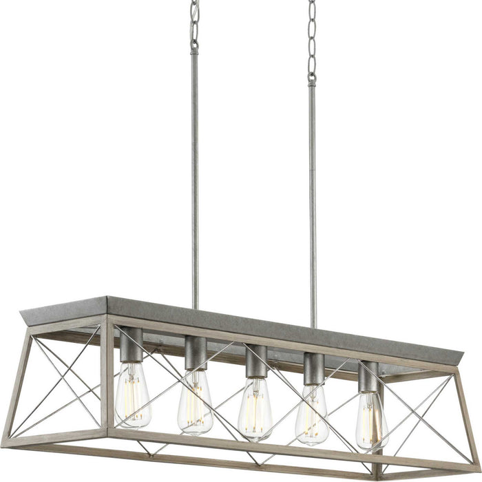Progress Lighting P400048-141 Five Light Island Chandelier, Galvanized Finish