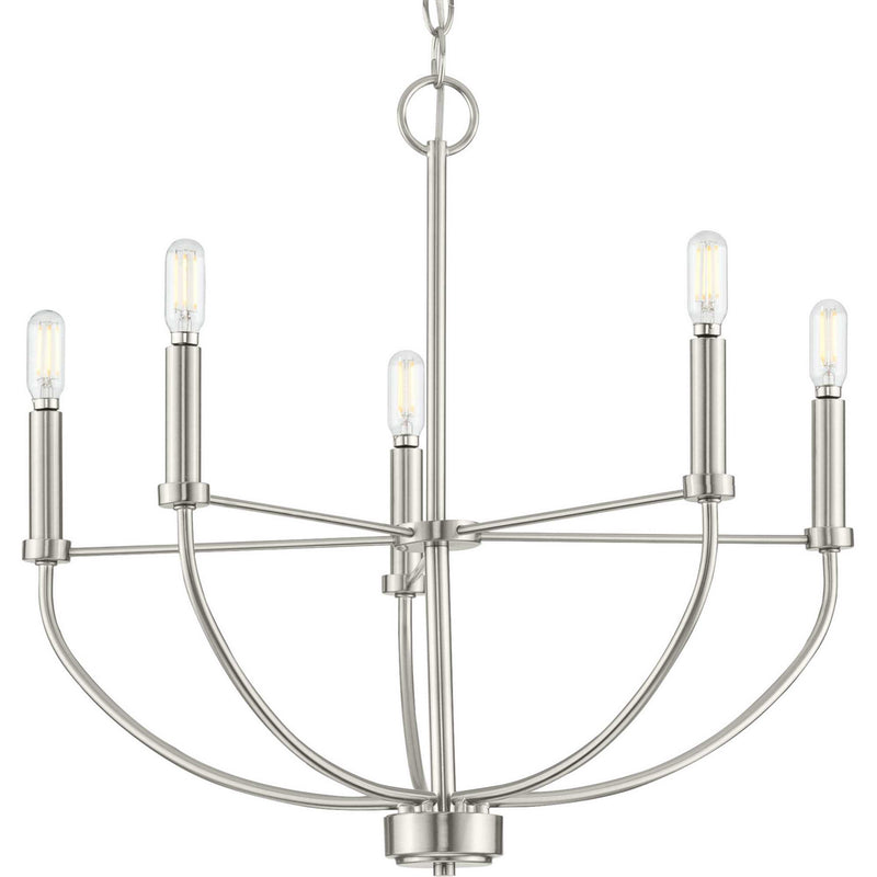 Progress Lighting P400202-009 Five Light Chandelier, Brushed Nickel
