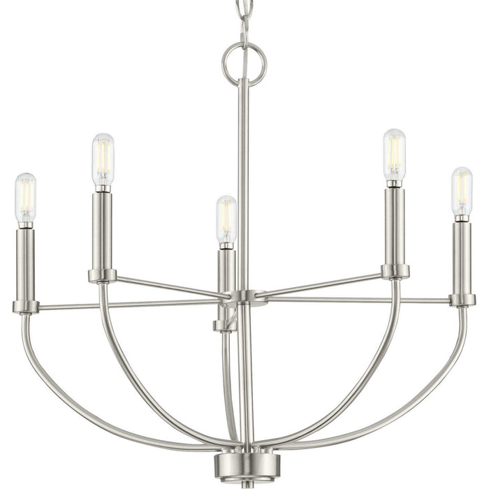 Progress Lighting P400202-009 Five Light Chandelier, Brushed Nickel
