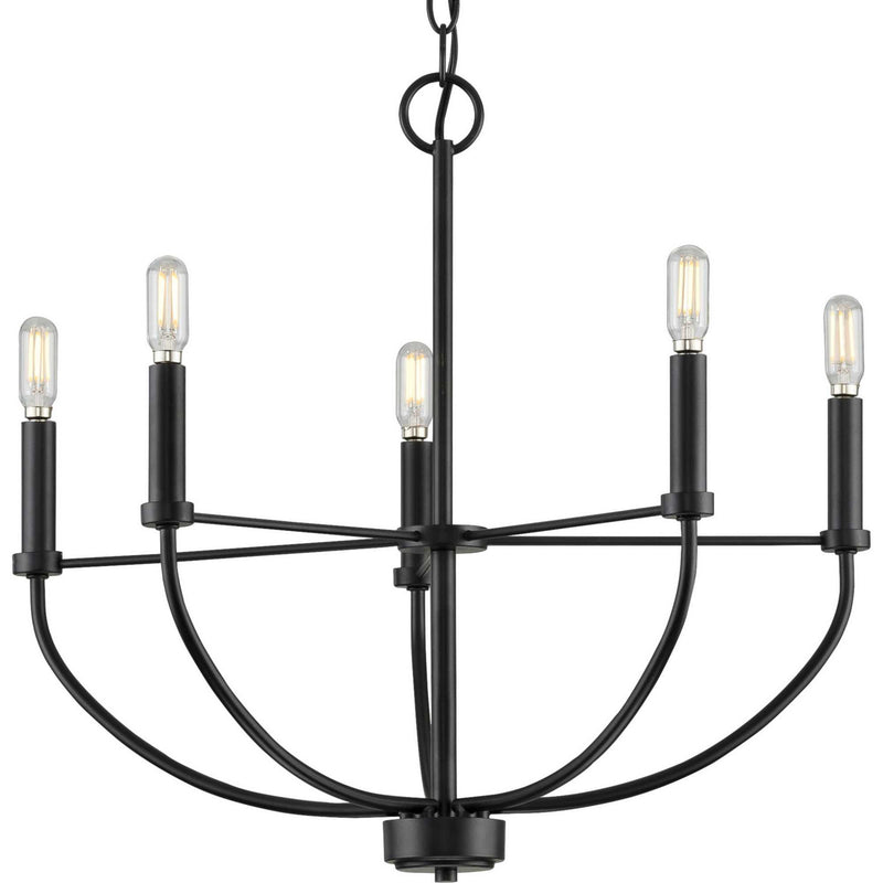 Progress Lighting P400202-031 Five Light Chandelier, Matte Black