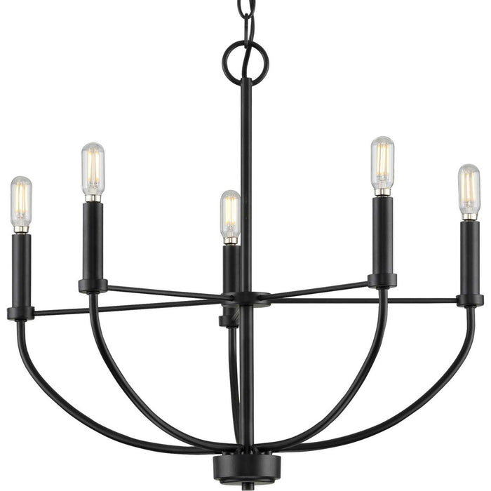 Progress Lighting P400202-031 Five Light Chandelier, Matte Black