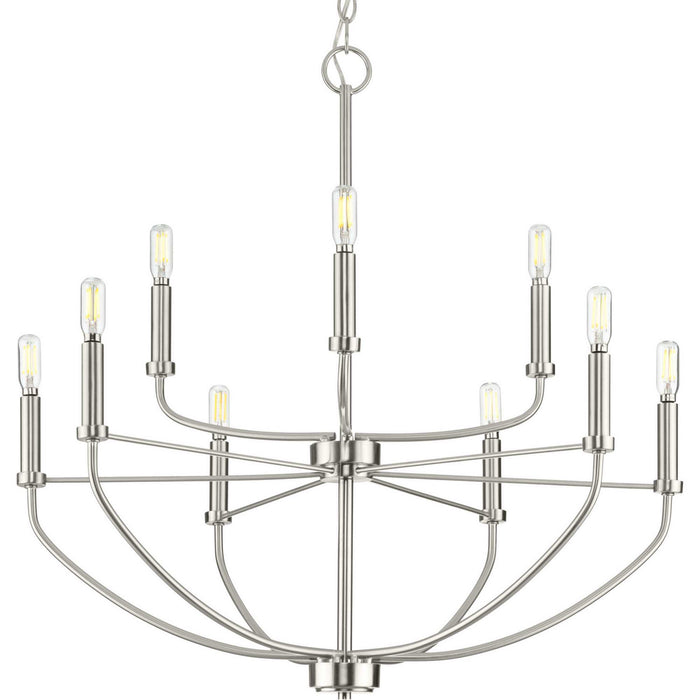 Progress Lighting P400228-009 Nine Light Chandelier, Brushed Nickel