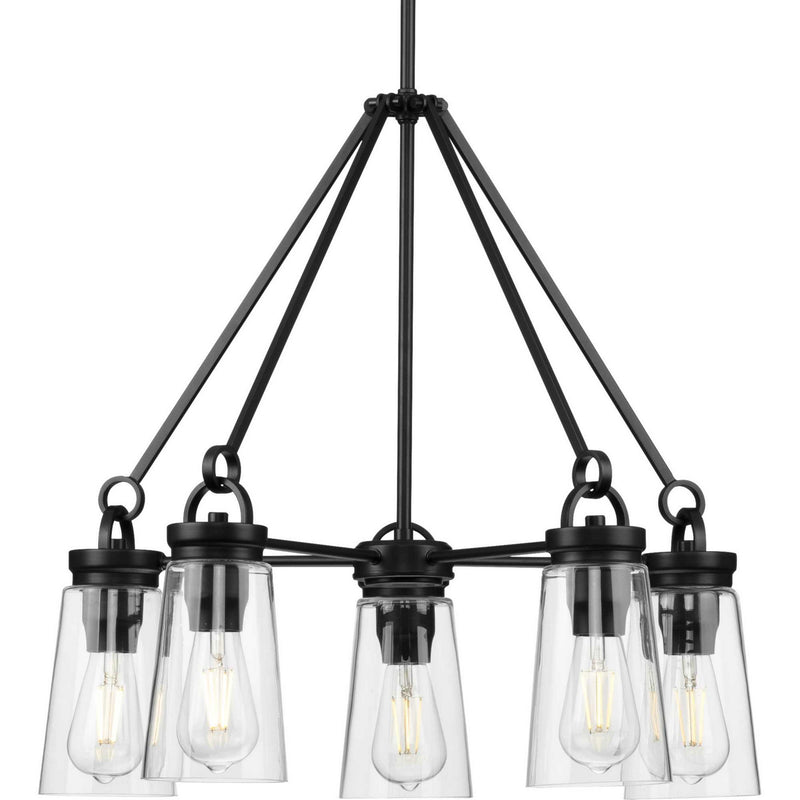 Progress Lighting P400243-031 Five Light Chandelier, Matte Black