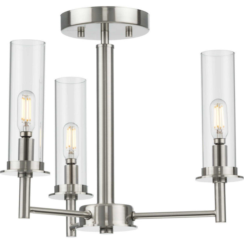Progress Lighting P400250-009 Three Light Chandeler, Brushed Nickel