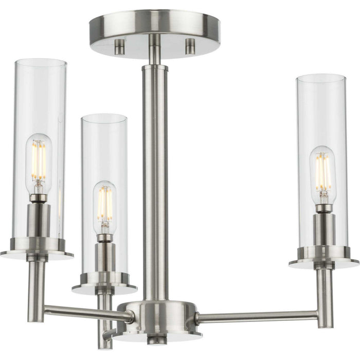 Progress Lighting P400250-009 Three Light Chandeler, Brushed Nickel